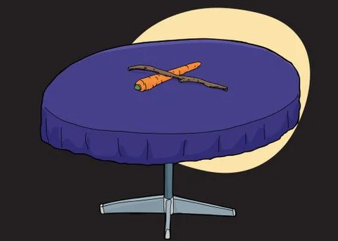 Table with Carrot and Stick Stock Illustration