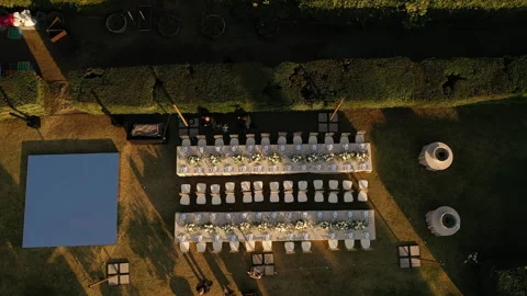 Table For Celebrating On Terrace. Top View. Stock Footage 271319030