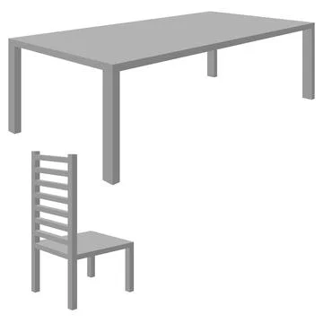 Table with chair. Flat 3d illustration. For infographics and design Stock Illustration