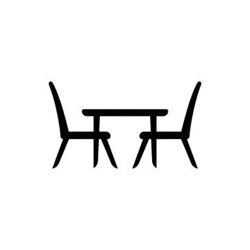 Table chair icon logo design black symbol isolated on white background. Vecto Illustrazione stock