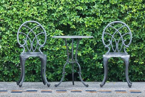 Table chair set Stock Photos