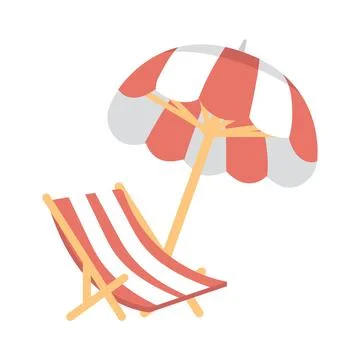 Table Chair Umbrella Beach vector Illustration