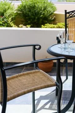 Table chair on the veranda Stock Photos