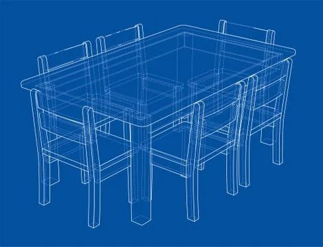 Table with chairs. 3d illustration Stock Illustration
