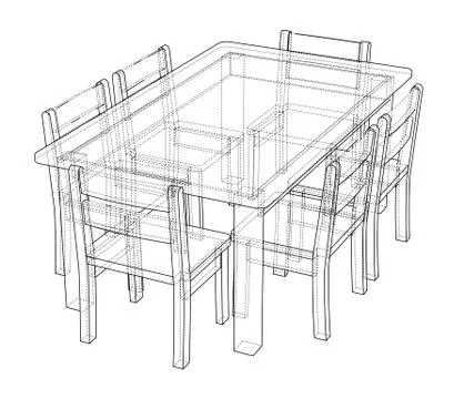 Table with chairs. 3d illustration Stock Illustration