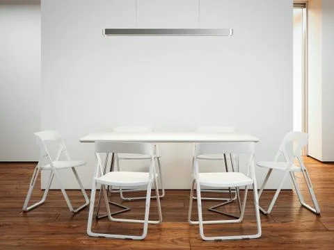 Table with chairs. 3d rendering Illustrazione stock