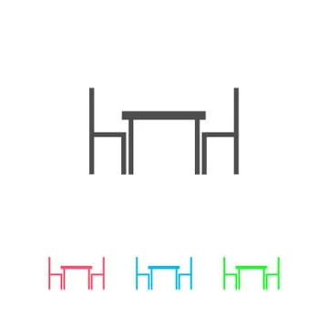 Table with chairs icon flat. Stock Illustration