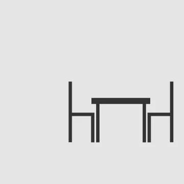 Table with chairs icon flat. Illustration