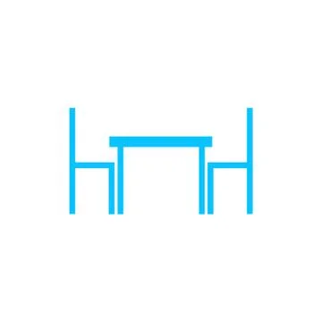 Table with chairs icon flat. Illustration