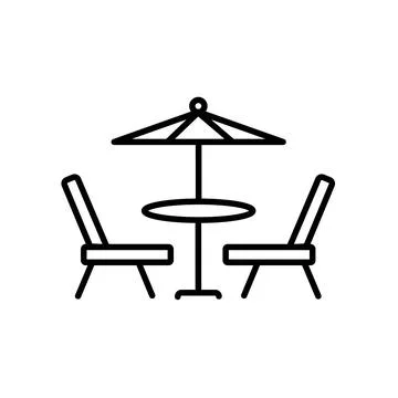 Table with chairs icon vector symbol illustration Stock Illustration