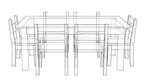 Table with chairs. Vector rendering of 3d Stock Illustration