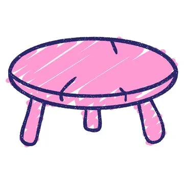 Table Chalk Drawing in bright neon color Stock Illustration