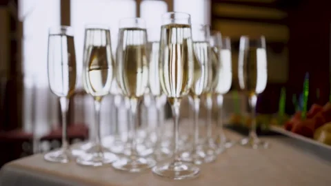 Table with champagne. Stock Footage 139392116