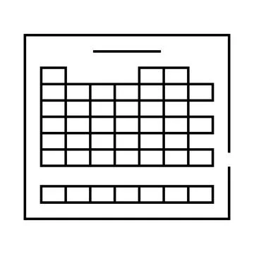 Table of chemical elements line icon vector illustration Stock Illustration