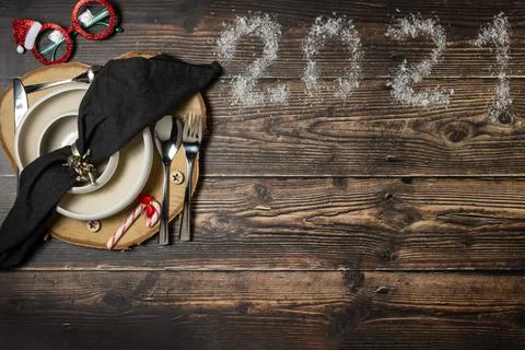 Table with Christmas decorations Stock Photos