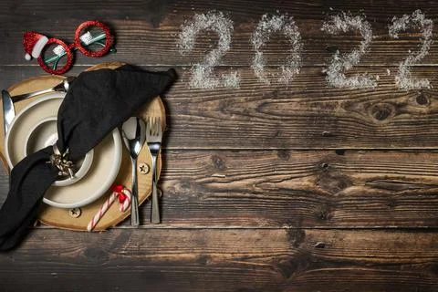 Table with Christmas decorations Stock Photos