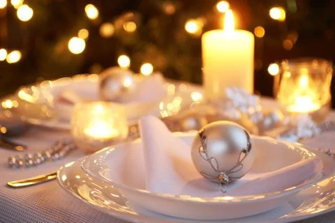 Table for christmas dinner Stock Photos