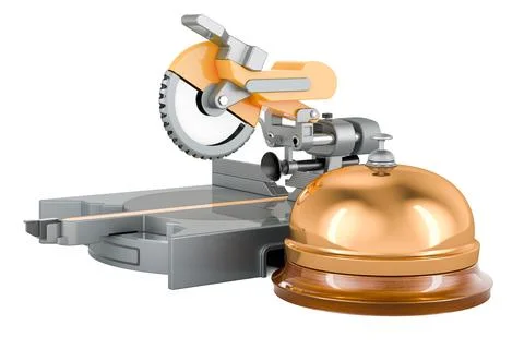 Table circular saw with reception bell. 3D rendering Ilustración de archivo