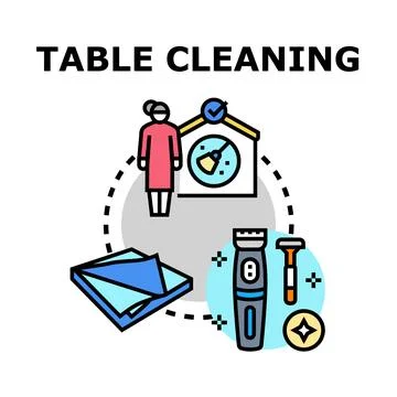 Table cleaning and personal hygiene home service concept Stock Illustration