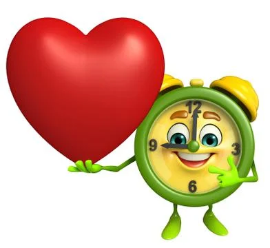 Table clock character with heart Stock Illustration
