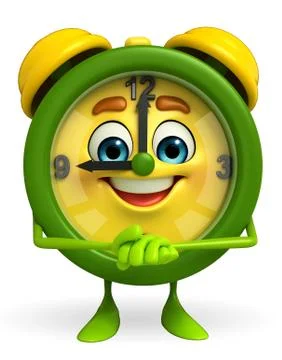 Table clock character with promise pose Stock Illustration