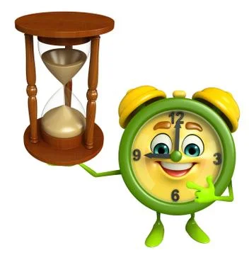 Table clock character with sand clock Stock Illustration