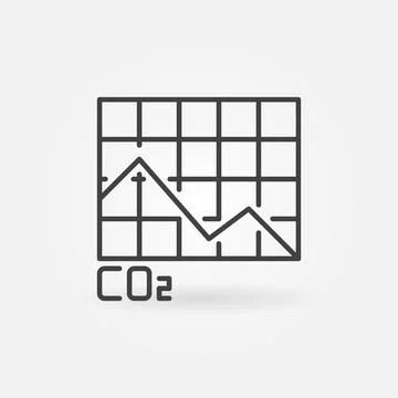 Table with CO2 Carbon Dioxide Line Chart vector line icon Stock Illustration