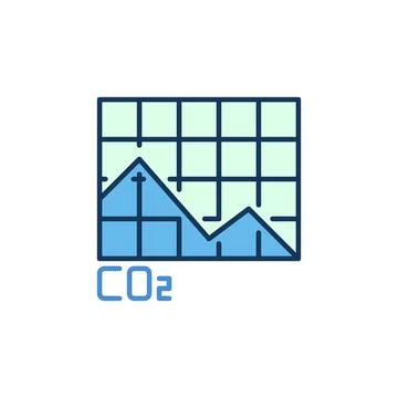 Table with CO2 Line Chart vector colored icon Stock Illustration