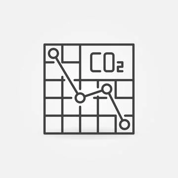 Table with CO2 Line Chart vector outline minimal icon Stock Illustration