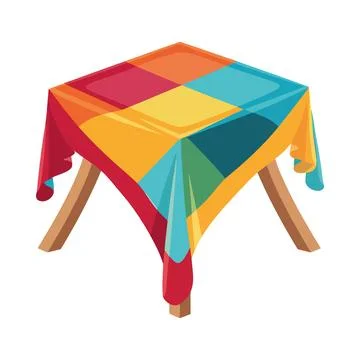 Table with colored tablecloth design イラスト素材