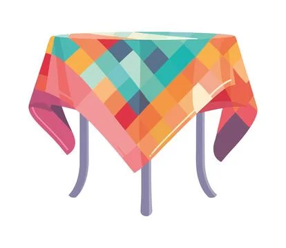 Table with colored tablecloth イラスト素材