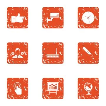 Table column icons set, grunge style Stock Illustration