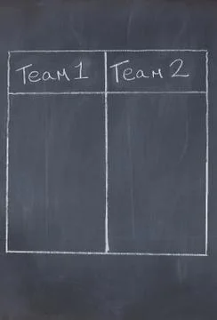 Table with columns for team 1 and team 2 Stock Illustration