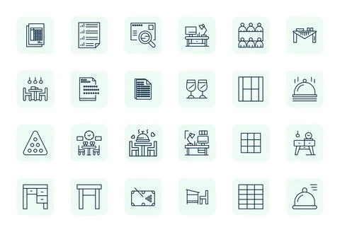 Table Comprehensive Vector Bundle with 24 Pixel Optimized Regular Bold Outl.. Stock Illustration