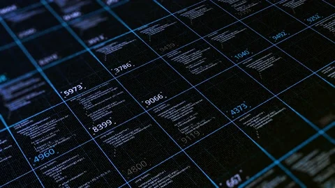 Table with computer code data. Animation. Informational table of computational Stock Footage 142322509