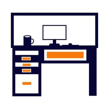 Table, computer, computer table, lamp, pc, table lamp, desk table desktop w.. 스톡 일러스트