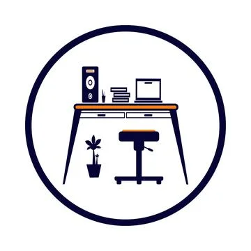 Table, computer, computer table, lamp, pc, table lamp, desk table desktop w.. イラスト素材