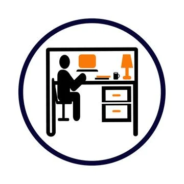 Table, computer, computer table, lamp, pc, table lamp, desk table desktop w.. Stock Illustration