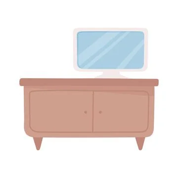 Table with computer Stock Illustration