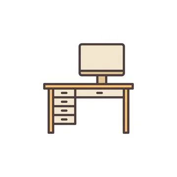 Table with Computer vector concept colored icon イラスト素材