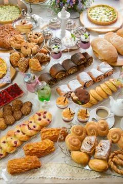 Table with confectionery sweets Stock Photos