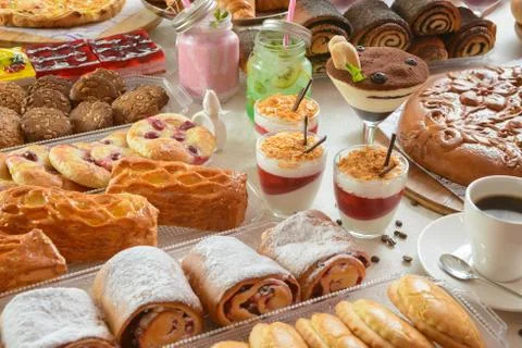 Table with confectionery sweets Stock Photos