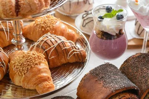 Table with confectionery sweets Stock Photos