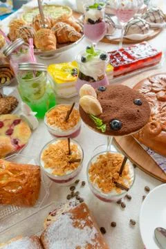 Table with confectionery sweets Stock Photos