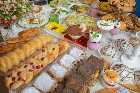 Table with confectionery sweets Stock Photos