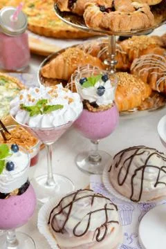 Table with confectionery sweets Stock Photos