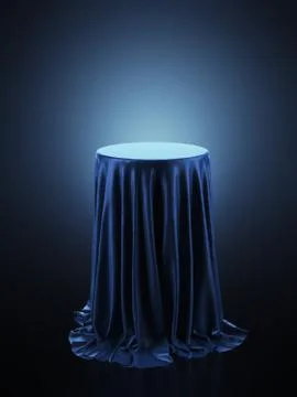 Table covered with blue cloth Illustrazione stock