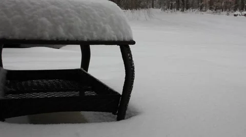 Table Covered In Snow Stock Footage 61191806
