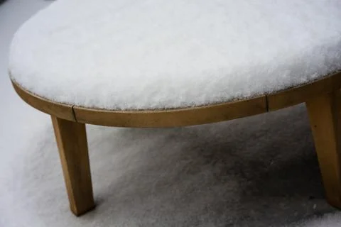 Table covered in snow Stock Photos