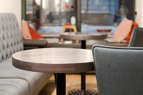 Table in a cozy cafe inside Stock Photos